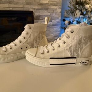 Dior B23 High Top Oblique Sneakers White Canvas Men’s Size 10.5 Authentic